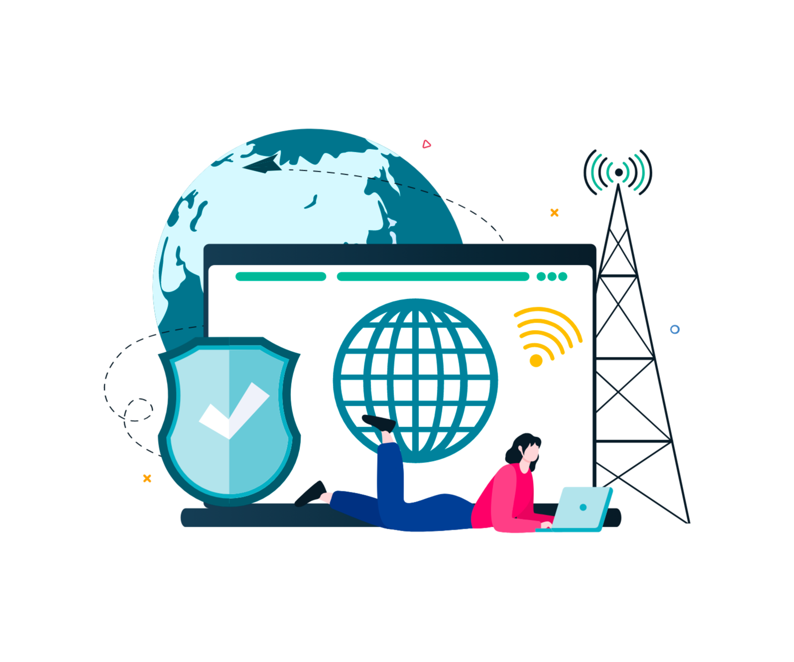 Navigation sécurisée sur Internet avec protection des données.