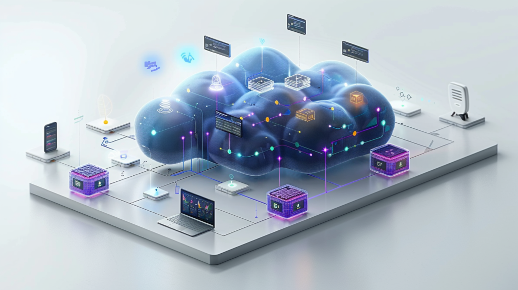 Illustration de stockage cloud et données connectées